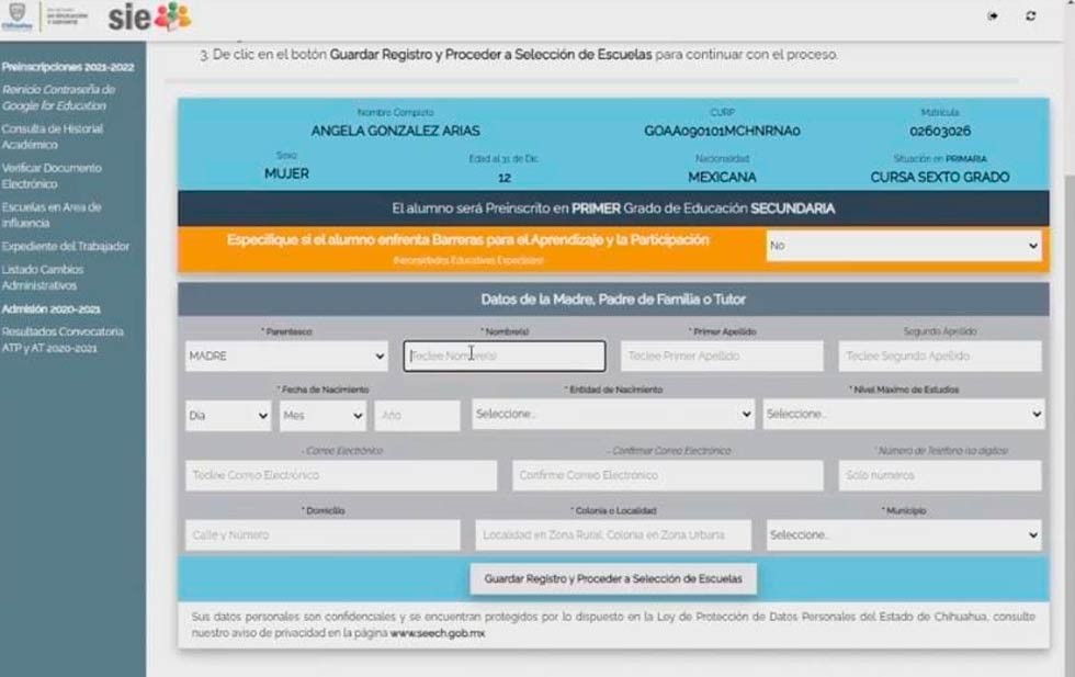 Preinscripciones serán por internet