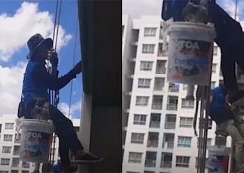 Mujer cortó las cuerdas de seguridad de trabajadores que pintaban su edificio a más de 30 pisos de altura