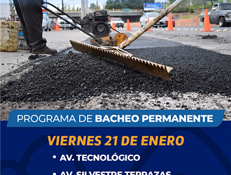 Hoy habrá bacheo en cuatro avenidas de la ciudad, toma precauciones
