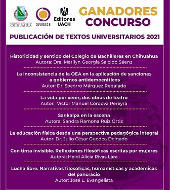 Anuncia UACH ganadores del concurso “Publicación de textos universitarios 2021”