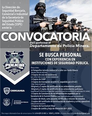 Busca SSPE integrantes para la Policía Minera