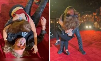 Fan intentó que Fher de Maná la cargara y lo tiró en pleno show: ‘¿Tú juegas futbol americano?’