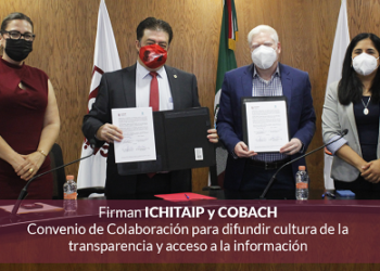 Firman ICHITAIP y COBACH Convenio de Colaboración para difundir cultura de la transparencia y acceso a la información