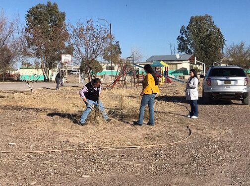 Acude el Presidente Municipal en apoyo a la escuela de Cañada Ancha con limpieza de maleza y poda de arboles