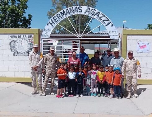 Ejército Mexicano realiza «labor social» en la escuela jardín de niños «Hermanas Agazzi».