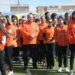 Forman moño naranja gigante en el Estadio Deportivo Universitario