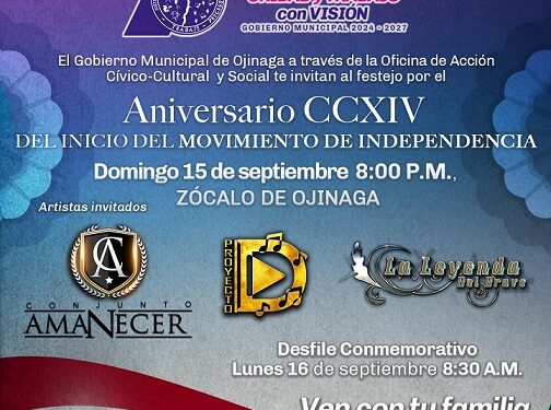 En Ojinaga estamos listos para conmemorar el 214 Aniversario del Inicio del Movimiento de Independencia.