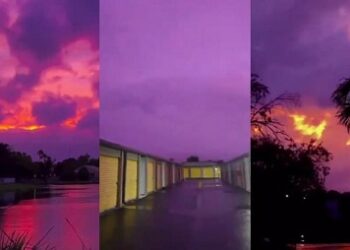 Cielo de Florida se tiñó de púrpura por paso de «Milton» 