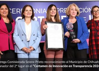 Entrega Comisionada Selene Prieto reconocimiento al Municipio de Chihuahua, ganador del 2° lugar en el “Certamen de Innovación en Transparencia 2024”