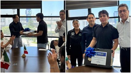 Entregan laptop a estudiante con mejor promedio del Conalep Juárez III