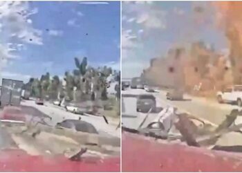 Momento en que trailero ebrio causó fuerte accidente en California