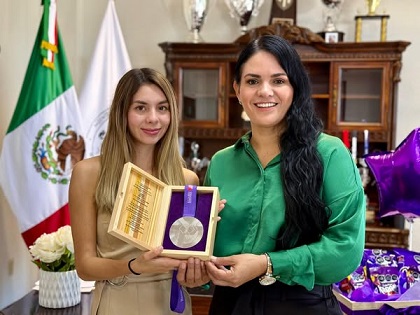 Palabras ayer de la Alcaldesa Lucy Marrufo, al recibir a la marchista Alegna Aryday Gonzalez Muñoz