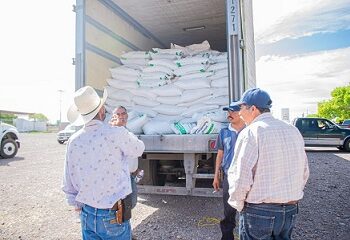 Entregan en Meoqui más de 200 toneladas de apoyos para productores agropecuarios