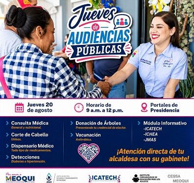 Este jueves habrá Audiencias Públicas con el gabinete municipal en Meoqui