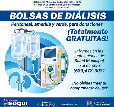 Ofrece Gobierno de Meoqui bolsas para diálisis peritoneal sin costo para quien más lo necesite