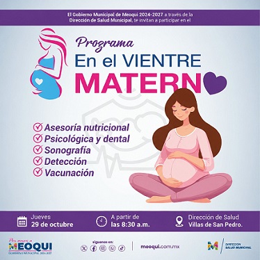 Invitan en Meoqui a mujeres embarazadas al programa «En el Vientre Materno» este jueves